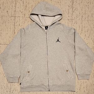 Jordan Grey Embroidered Jumpman Logo Full Graphic Full Zip Sweater Vintage Y2K
